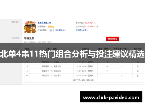 北单4串11热门组合分析与投注建议精选 北单4串11热门组合分析与投注建议精选