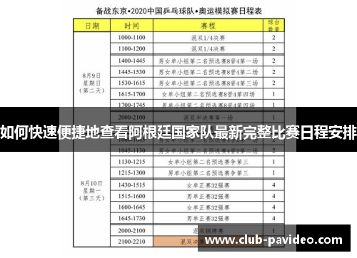 如何快速便捷地查看阿根廷国家队最新完整比赛日程安排 如何快速便捷地查看阿根廷国家队最新完整比赛日程安排